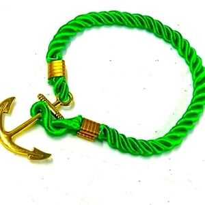 St Patrick’s Day Boutique Nautical Gold, snd White anchor bracelet